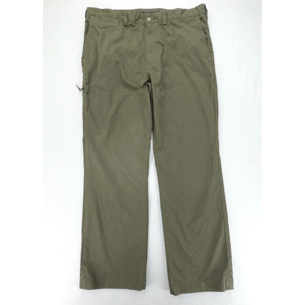 Duluth Trading Khaki Pants Mens 40x32 Olive Green Flex Ballroom Stretch Workwear